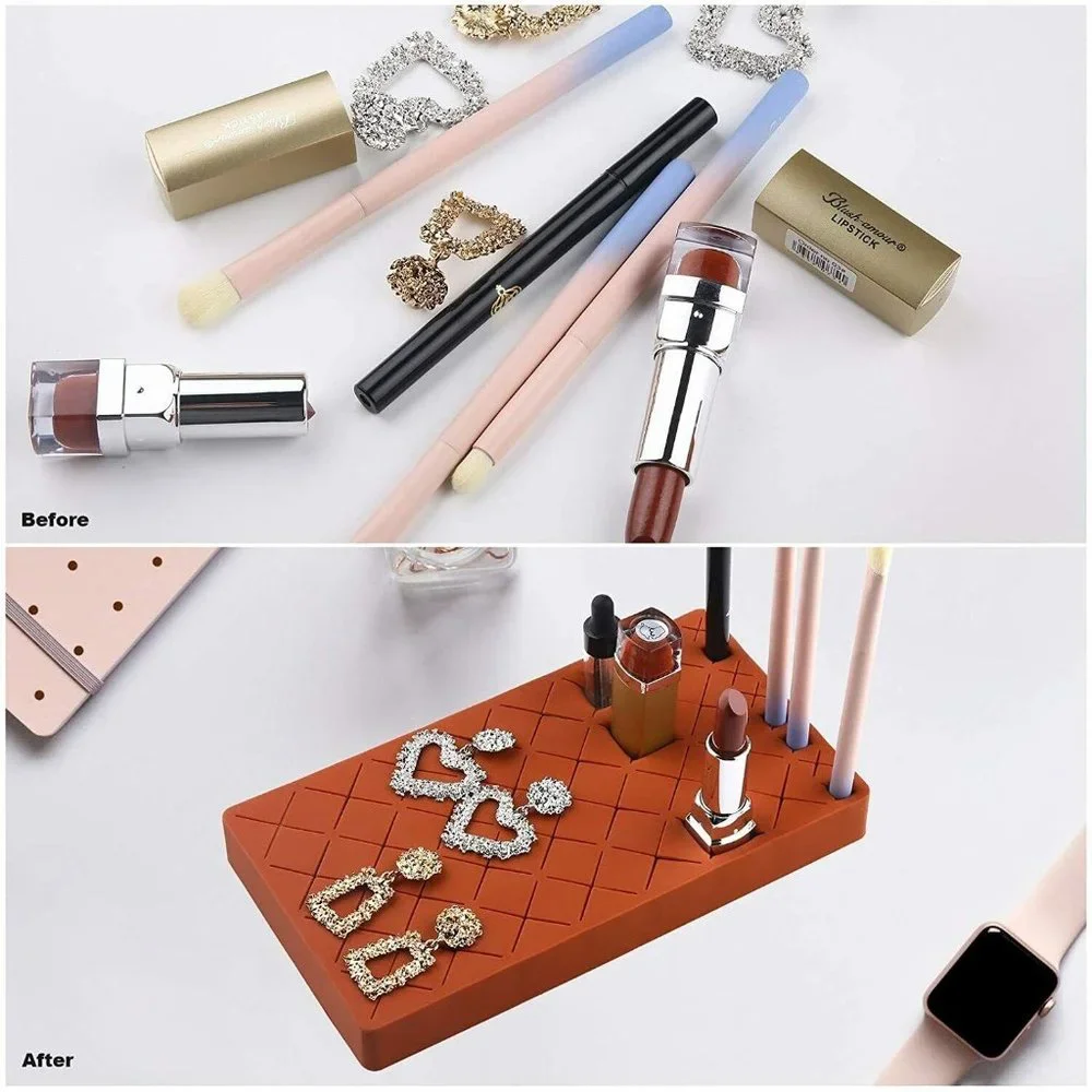 Silicone Lipstick Holder Makeup Organizer for Makeup Brushes Lipstick 36 Slots